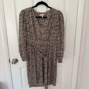 Rebecca Taylor Silk Leopard Print Long Sleeve Dress Size 8